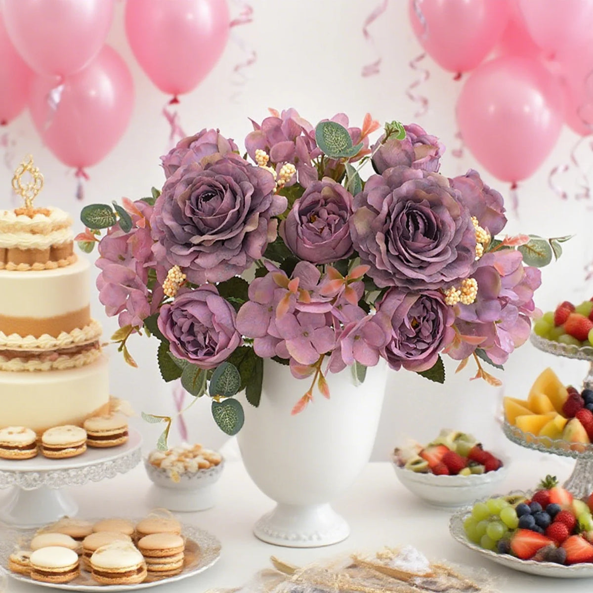 Artificial Silk Rose Hydrangea Peony Bouquet – Wedding & Home Décor Artificial Flower Bouquet Babs