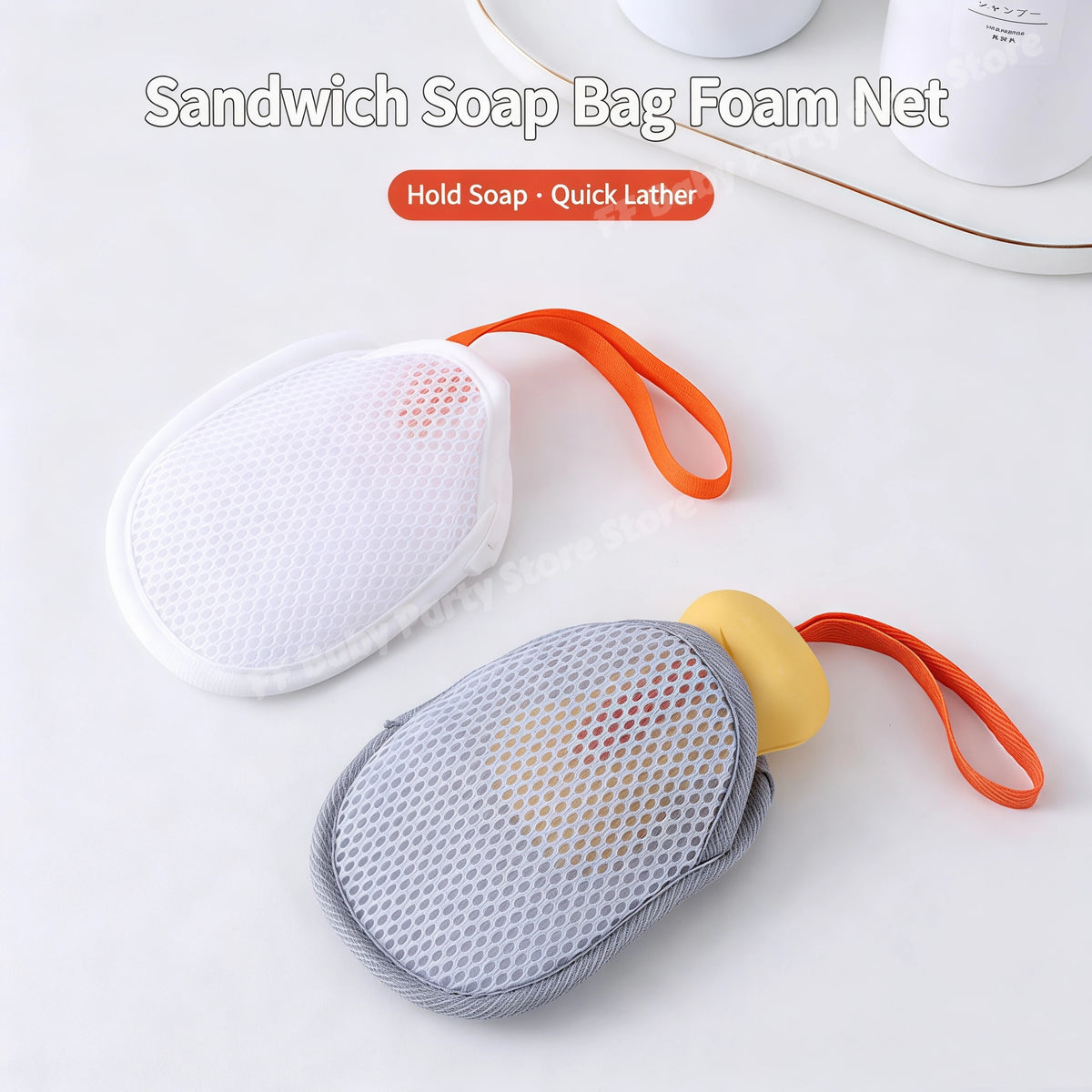 Foaming Soap Bag Net Mesh Exfoliating Bath Sponge Bubble Maker Exfoliating Bath Sponge Babs