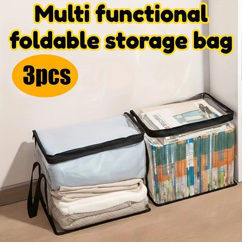 3-Pack Transparent Stackable Storage Boxes with Flip Lid Storage Box Set Babs
