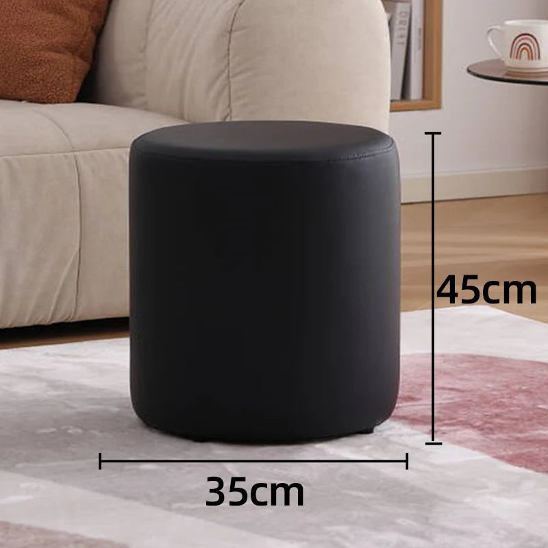 Nordic Pine Wood Ottoman Stool – Modern Cushioned Vanity Pouf Ottoman Stool Pouf Babs Black large