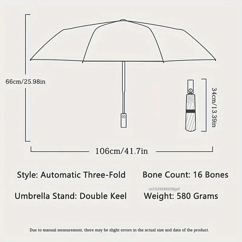 16K Double-Bone Windproof Folding Umbrella – UV Sun & Rain Folding Umbrella Babs