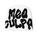 Unisex Y2K 'Mea Culpa' Knitted Beanie Hat – 17 Colors Knitted Beanie Hat Babs WHITE