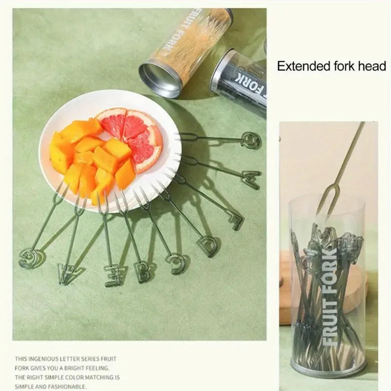 26pcs English Letter Fruit Forks – Cute Plastic Dessert Picks Dessert Forks Set Babs