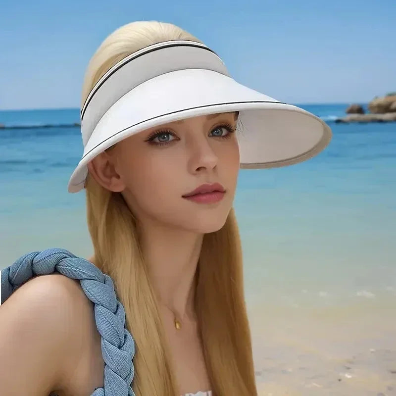Women's Wide Brim Open-Top UV Sun Visor Hat | Foldable Sun Visor Hat Babs