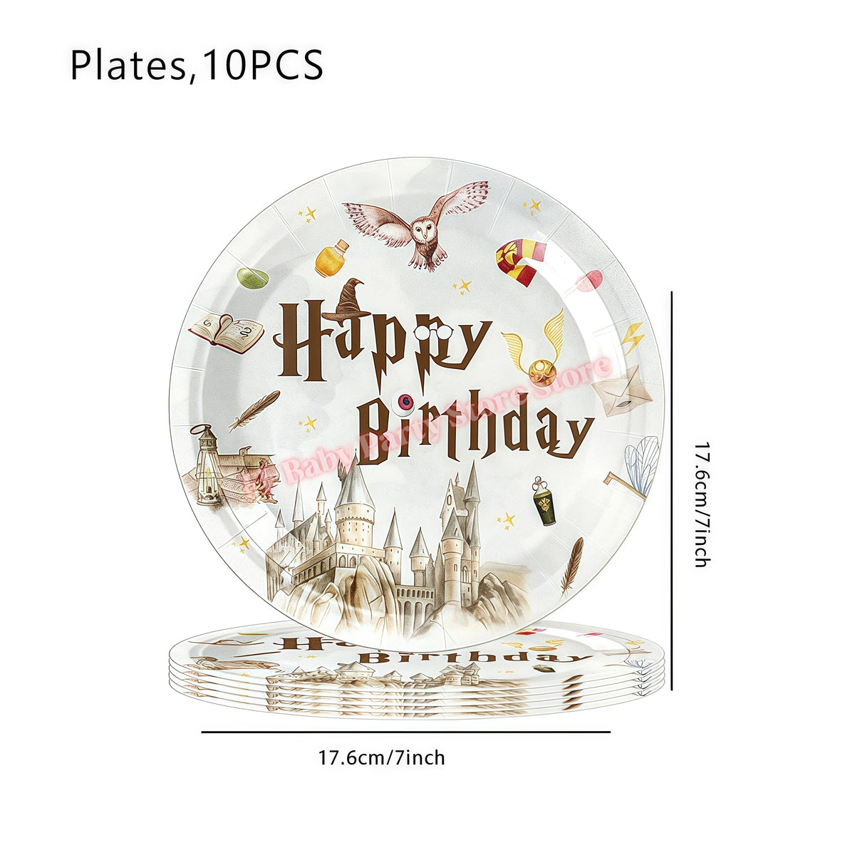 Wizard Theme Birthday Party Supplies – Plates, Cups & Balloons Party Supplies Set Babs 10pcs 7inch Plates 1