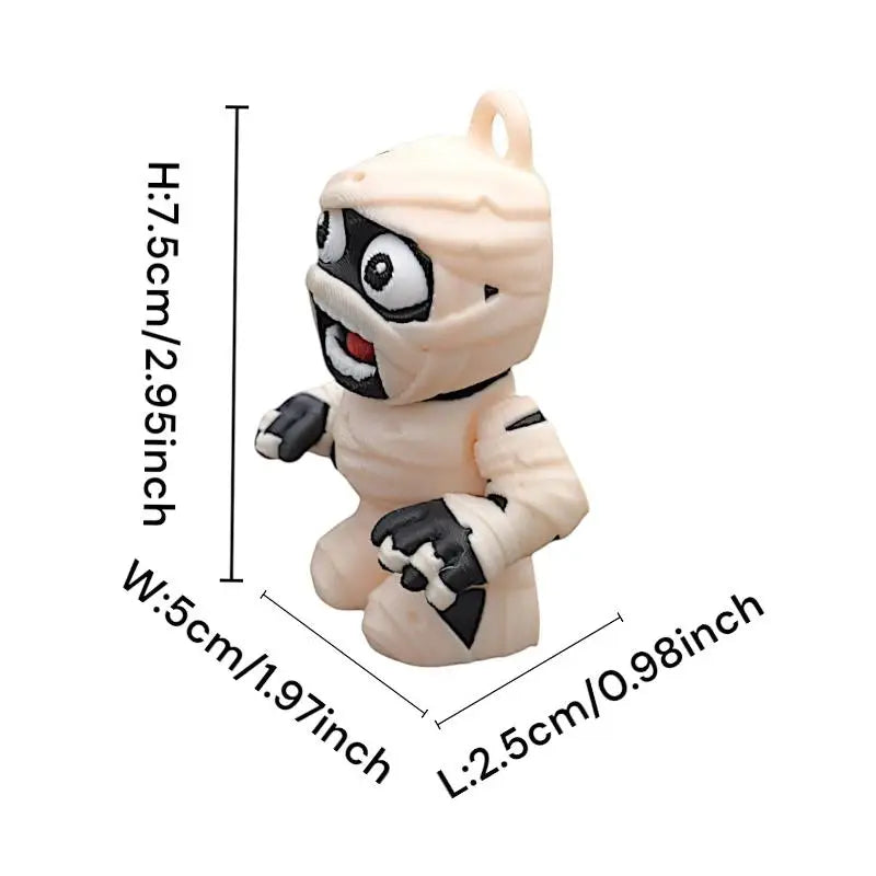 3D Printed Mummy Figurine – Halloween Keychain & Desk Decor Halloween Figurine Ornament Babs