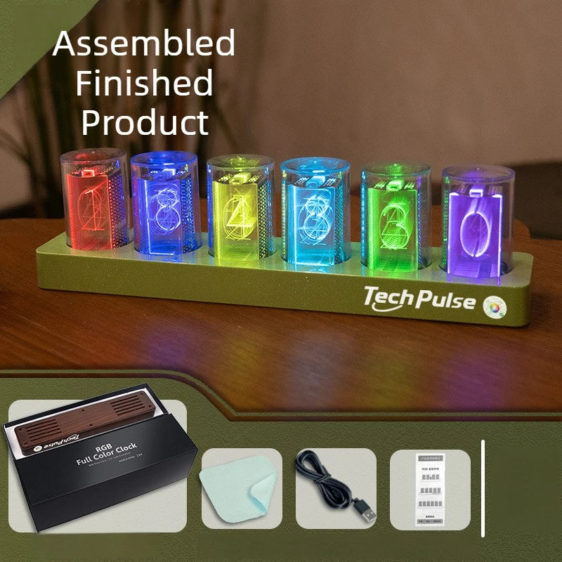 Nixie Tube LED Desk Clock – 16M Colors, Bluetooth, Silent LED Desk Clock Babs Green