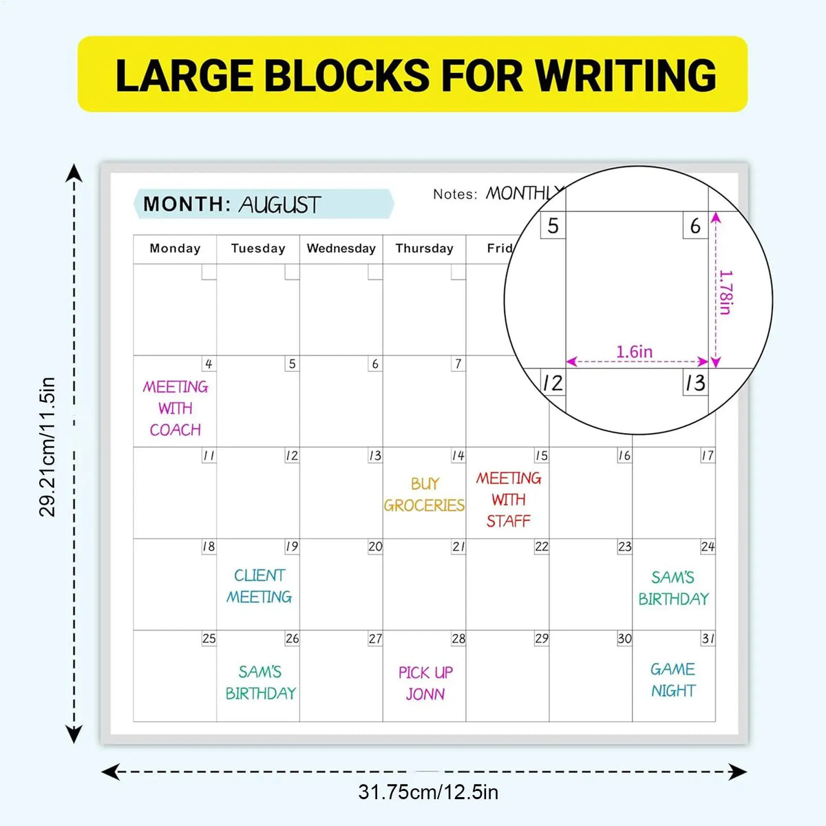 Dry Erase Yearly Whiteboard Calendar – 12-Month Planner Whiteboard Wall Calendar Babs
