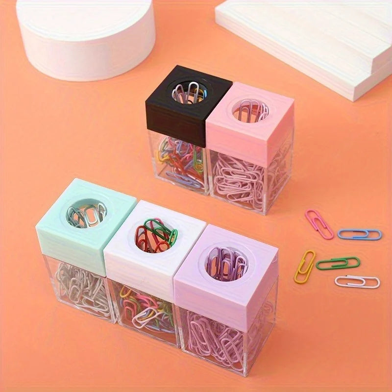 Magnetic Paper Clip Holder Box with 18 Clips – Desk Organizer Desk Organizer Babs