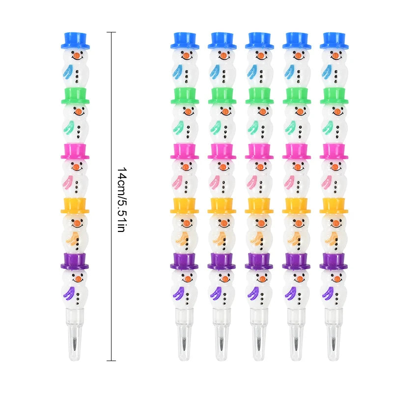 Christmas Snowman Stackable Block Pencils | Kids Party Favors Novelty Stationery Pencils Babs