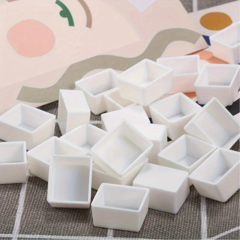 50pcs Empty Watercolor Half Pans – Plastic Paint Pans for Artists Watercolor Paint Pans Babs