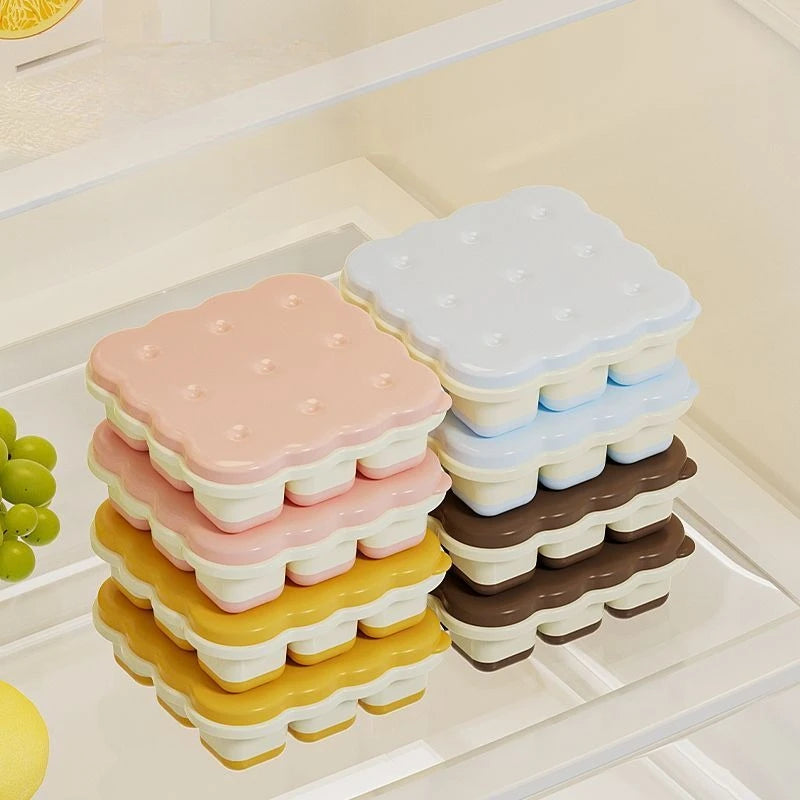 Silicone Ice Cube Mold – Biscuit Shape, Easy Press Release Silicone Ice Cube Tray Babs