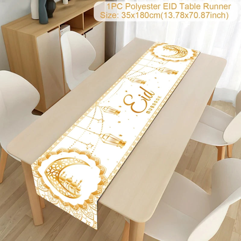 Ramadan Eid Mubarak Table Runner – Festive Polyester Tablecloth Festive Table Runner Babs 9