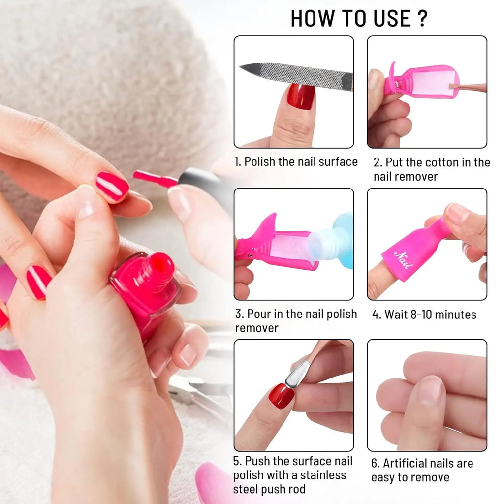 10-Pack Reusable Nail Soak-Off Removal Clips – Multi-Color Nail Removal Clips Babs