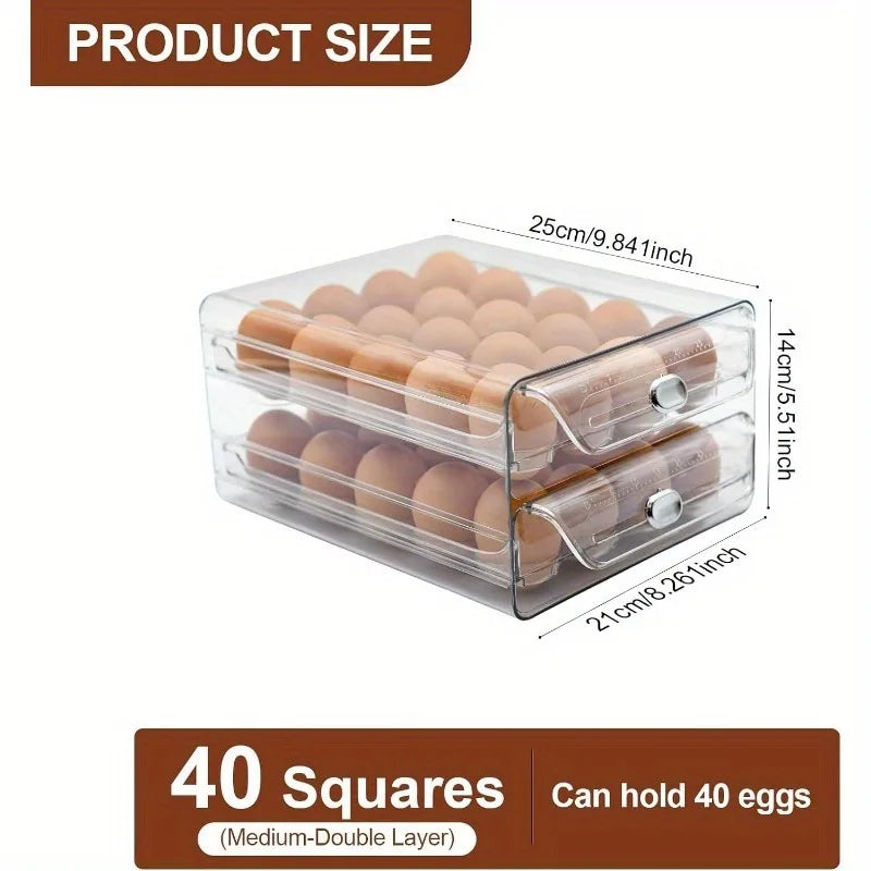 2-Layer Stackable Egg Organizer – Clear Fridge Container, 60 Eggs Egg Storage Organizer Babs