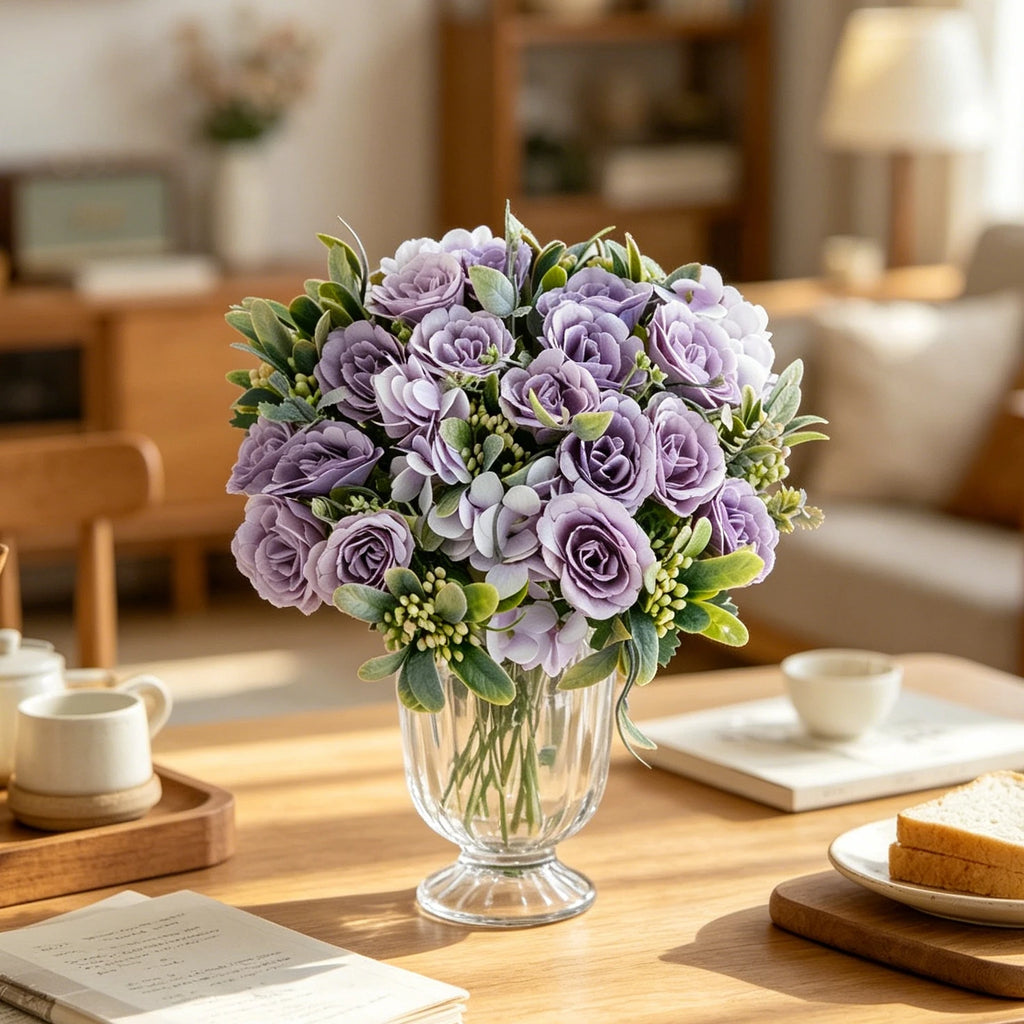 Silk Rose Hydrangea Artificial Flower Bouquet – Wedding & Home Artificial Flower Bouquet Babs