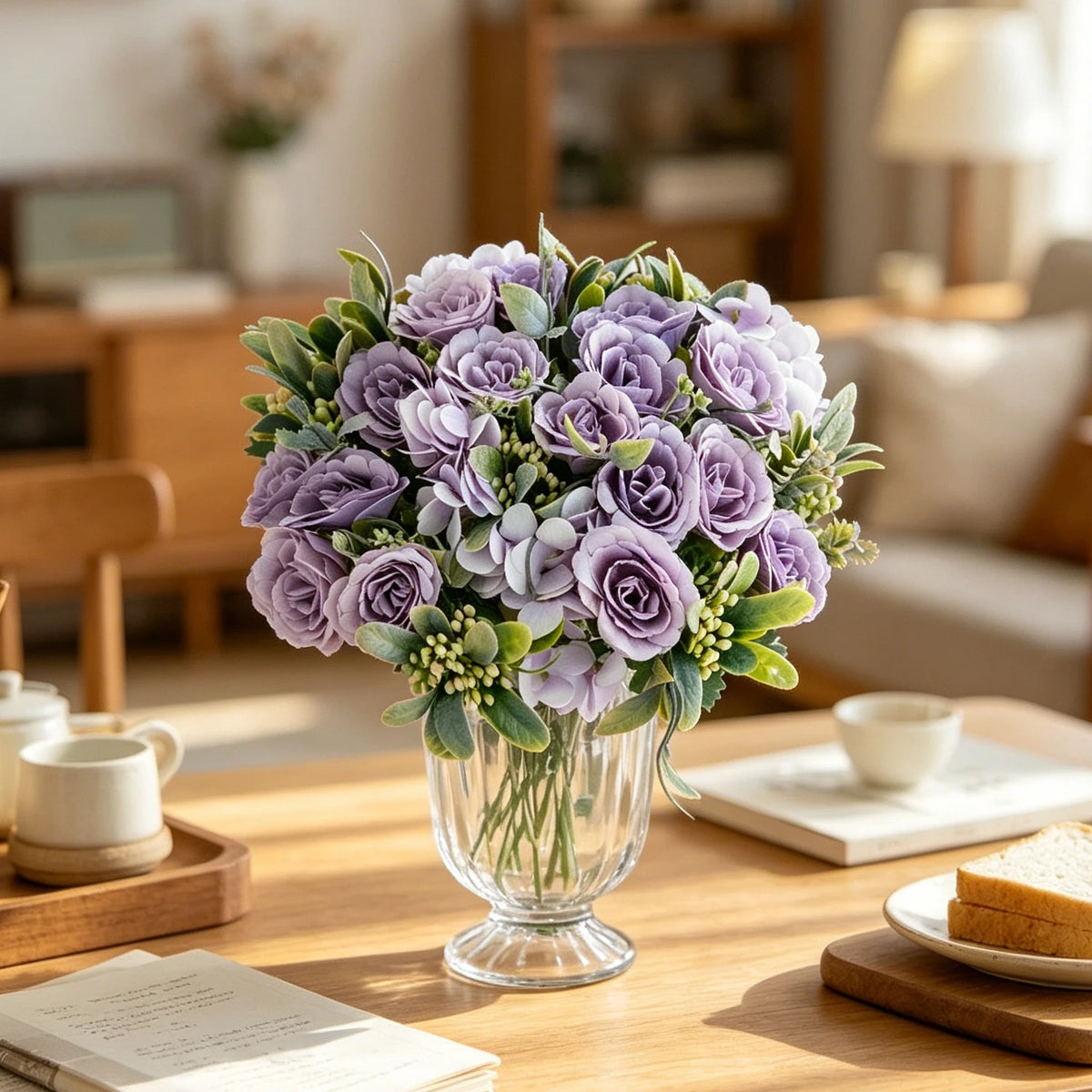 Silk Rose Hydrangea Artificial Flower Bouquet – Wedding & Home Artificial Flower Bouquet Babs