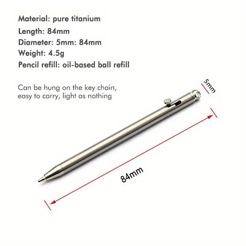 Pure Titanium Mini Keychain Ballpoint Pen – Compact Bolt Pen Keychain Ballpoint Pen Babs
