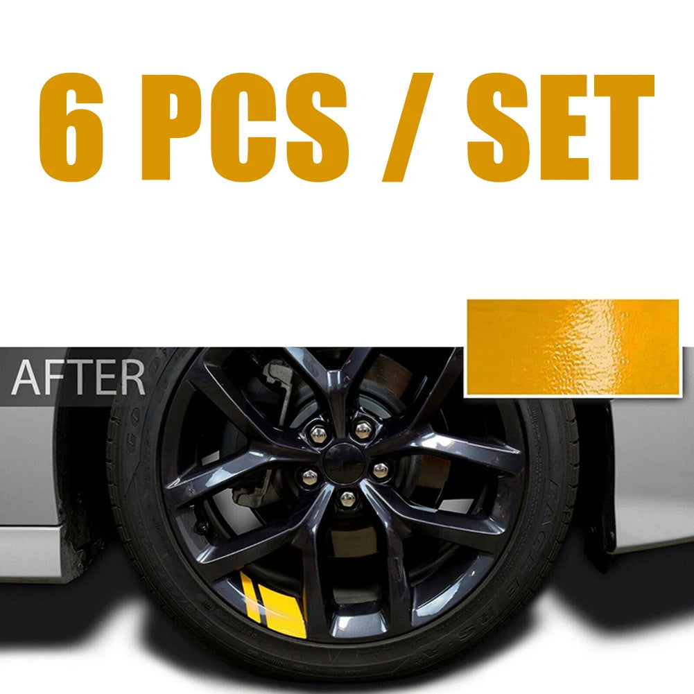 6Pcs Reflective Wheel Rim Vinyl Decals – Racing Stripe Stickers 16–21" Wheel Rim Decals Babs YELLOW