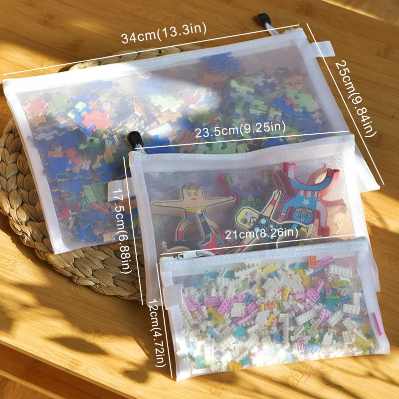 A4 A5 A6 Mesh Zipper Pouches – Clear Multi-Purpose Storage Bags Mesh Zipper Pouch Babs 3PCS