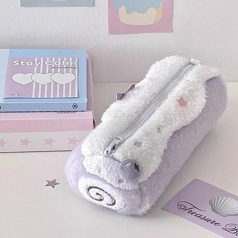 Cute Cream Roll Plush Pencil Case – Large Capacity Stationery Bag Plush Pencil Case Babs