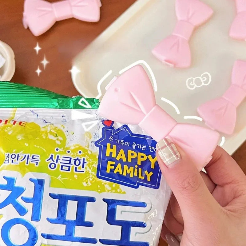 5-Pack Kawaii Pink Bow Food Sealing Clips – Moisture-Proof Food Sealing Clips Babs
