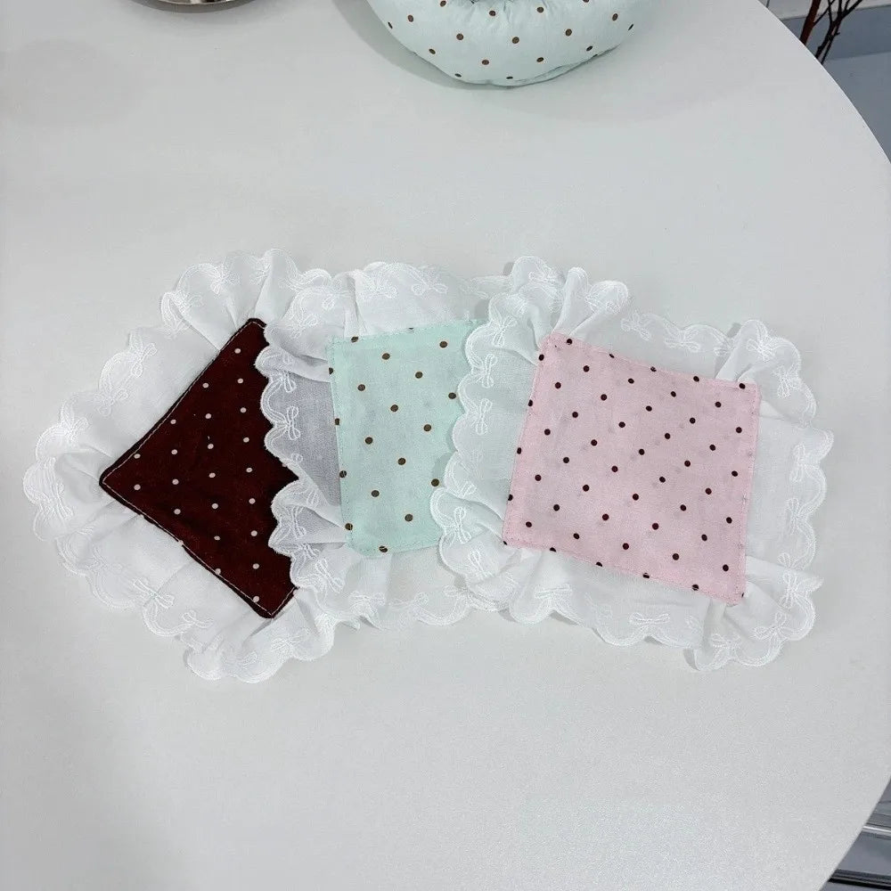 Polka Dot Square Coaster | Heat-Insulating Cotton Linen Mat Decorative Coaster Mat Babs