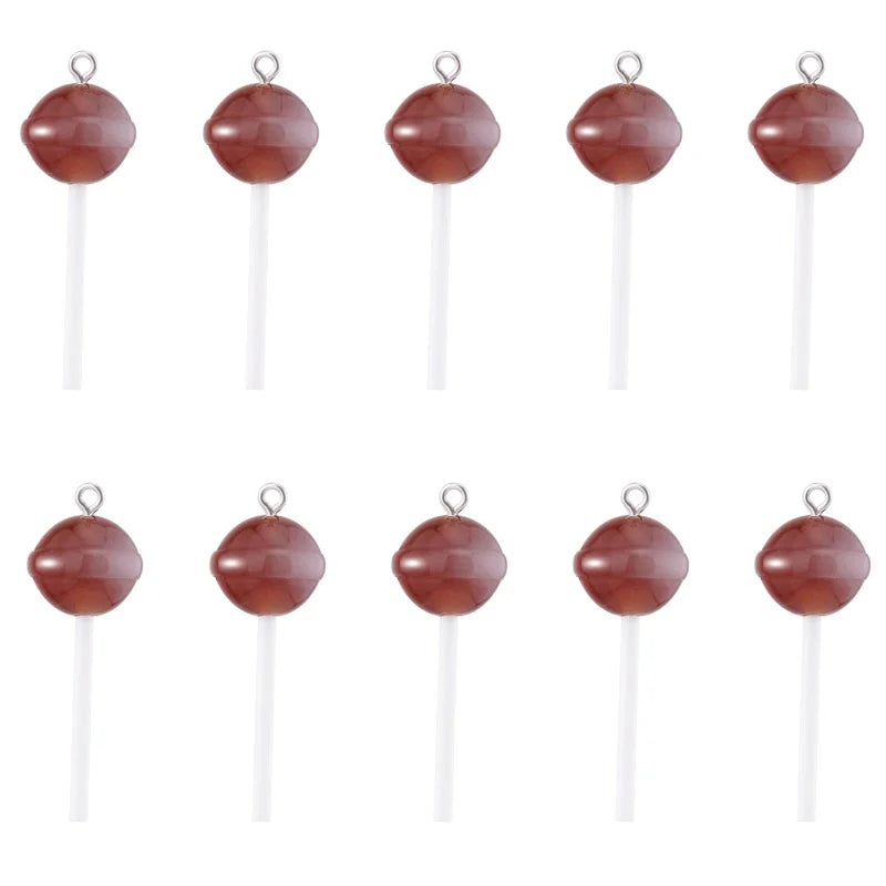 20Pcs Lollipop Resin Charms for DIY Keychains & Jewelry Making Resin Craft Charms Babs coffee-20pcs