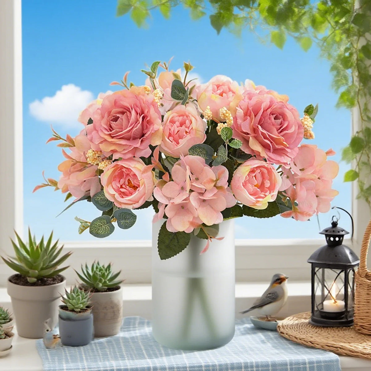 Artificial Silk Rose Peony Bouquet – Wedding & Home Decor Artificial Flower Bouquet Babs