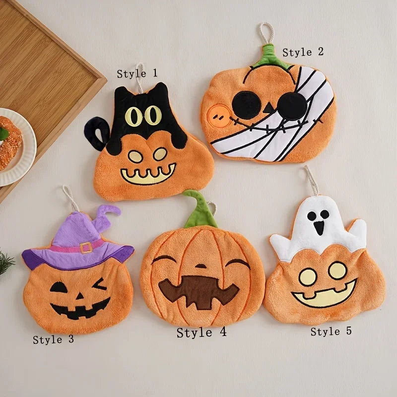 Halloween Pumpkin Hanging Hand Towel – Coral Velvet Kitchen & Bath Decorative Hand Towel Babs