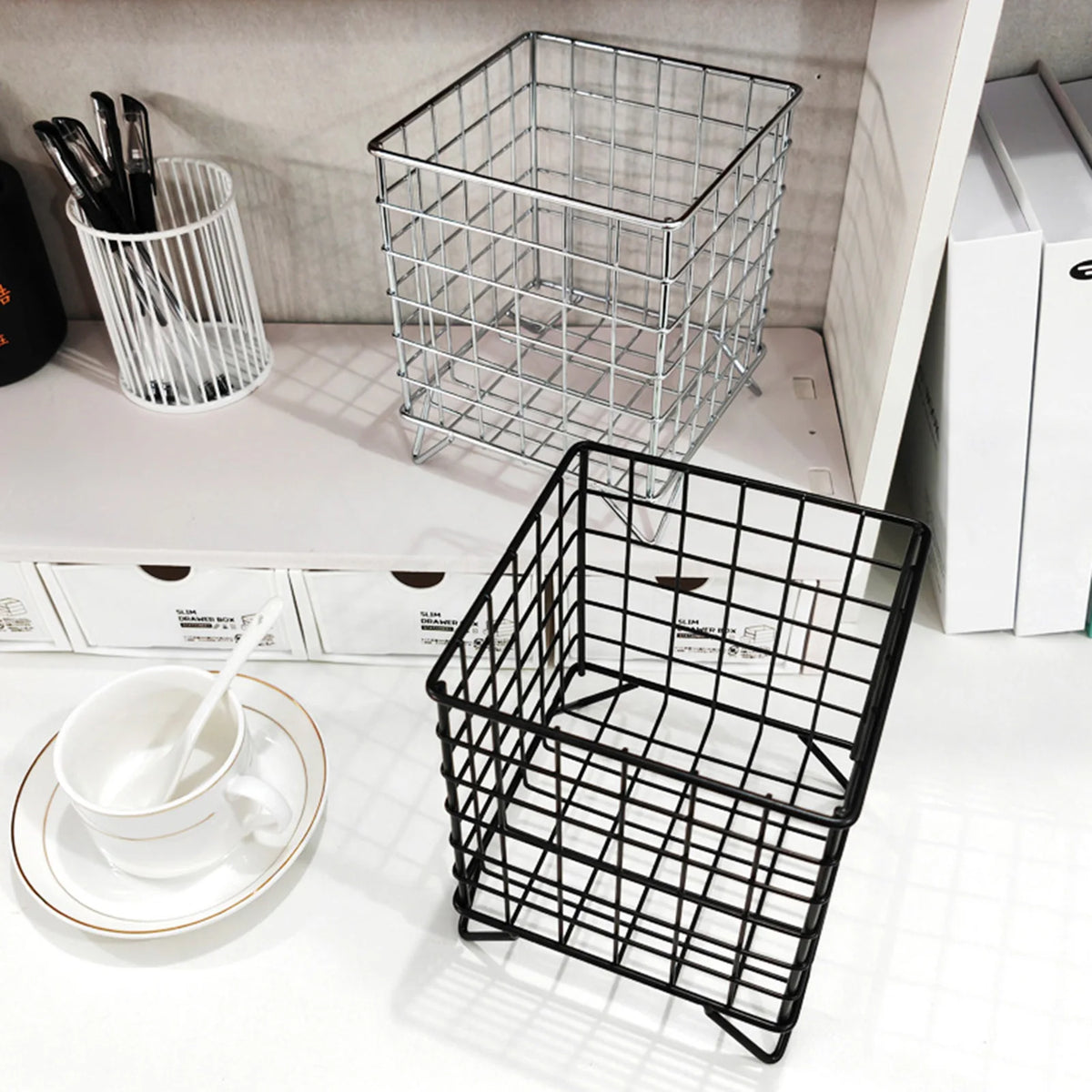 Iron Storage Basket – Kitchen, Desktop & Cosmetic Organizer Iron Storage Basket Babs