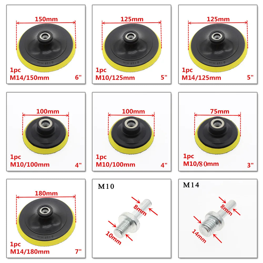 Self Adhesive Sanding Disc & Drill Rod 3"–7" Polishing Pad Sanding Disc Set Babs