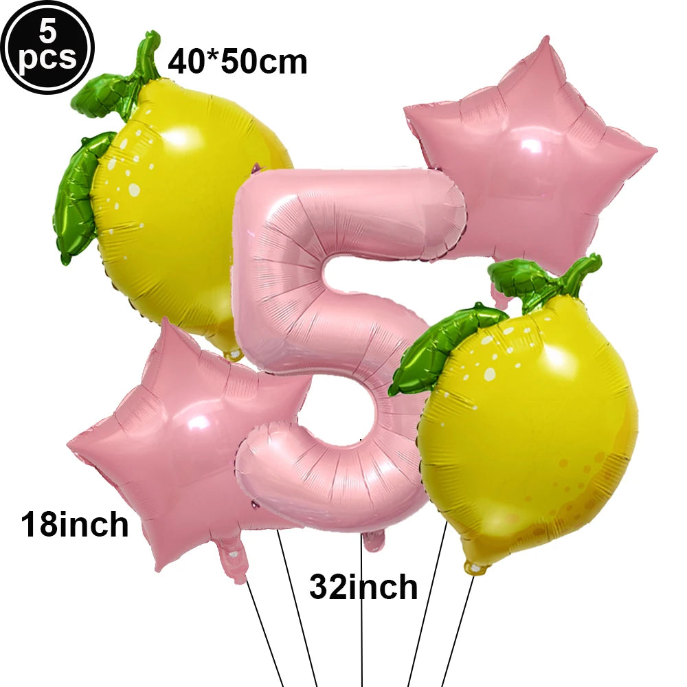 Lemon Foil Balloon Set with 32" Number Balloons – Party Decor Foil Balloon Set Babs Dark Khaki as show