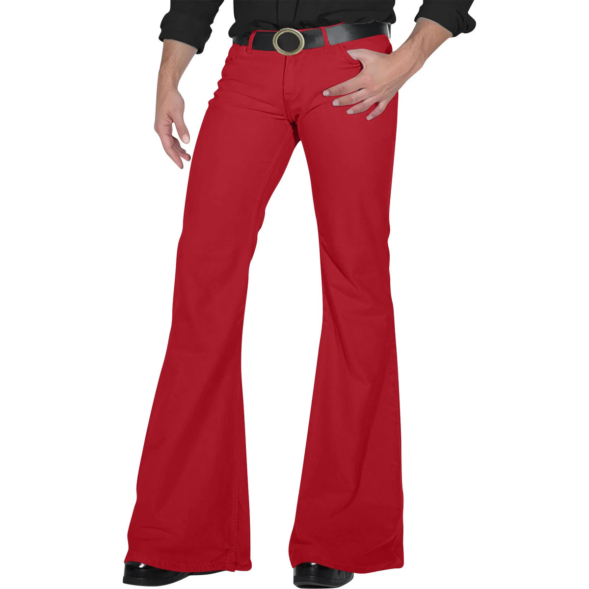 Men's Retro Disco Flare Pants – Bell Bottom Hip Hop Trousers Men's Flare Pants Babs Red L