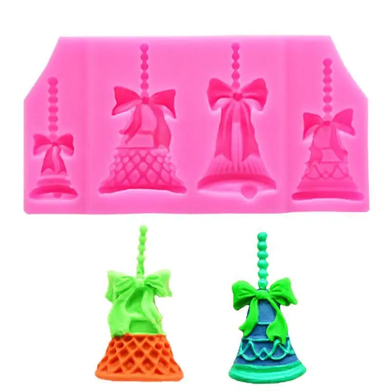 Christmas Bells Bow Silicone Mold – Resin Fondant Gumpaste Silicone Craft Mold Babs