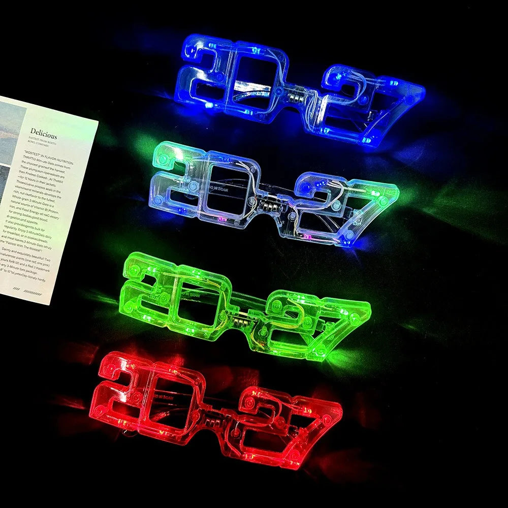 12pcs LED 2027 Glasses New Year Graduation Party Photo Props LED Party Glasses Babs