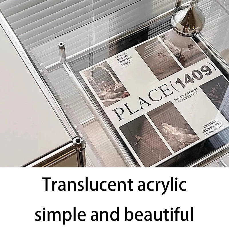 Modern Acrylic Coffee Table on Wheels – Minimalist Square Side Table Acrylic Coffee Table Babs