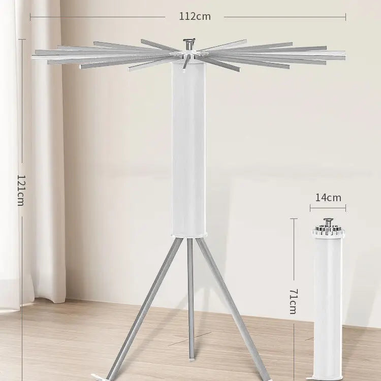 Folding Wooden Clothes Drying Rack – 16-Bar Floor-Standing Clothes Drying Rack Babs Alloy-White