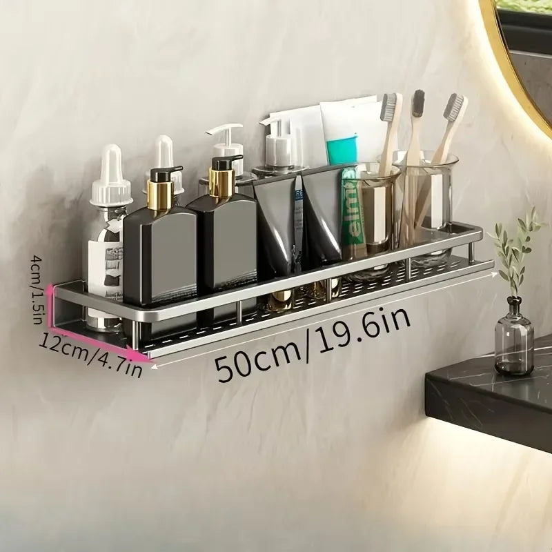 No-Drill Shower Shelf | Self-Adhesive Wall Mount with Hook Shower Wall Shelf Babs