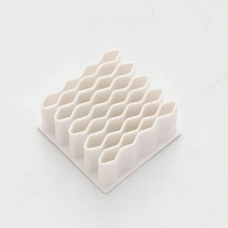 32-Slot Wave Desktop Organizer for Cosmetics, Pens & Tubes Desktop Organizer Rack Babs White-1Pc