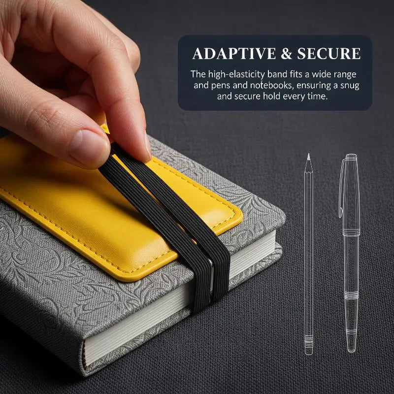 PU Leather Pen Holder with Elastic Band for Notebooks Pen Holder Clip Babs