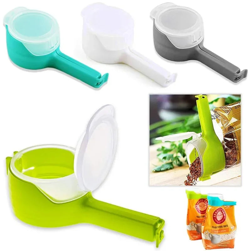 3-Pack Bag Sealing Clips with Pour Spout – Keep Snacks Fresh Food Bag Clip Babs