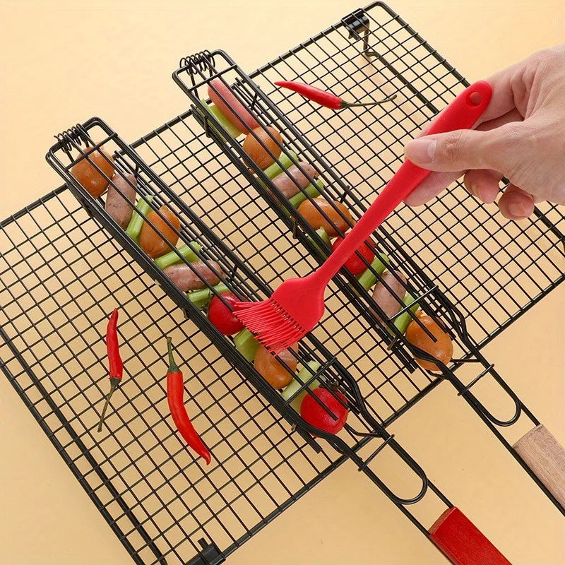 4-Pack BBQ Hot Dog Grilling Baskets – Iron Barbecue Cage Set BBQ Grilling Basket Babs