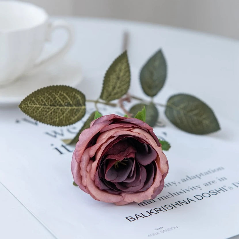 TTCY Silk Rose Artificial Flowers Bouquet – Wedding & Home Decor Artificial Silk Flowers Babs color 7 5 pcs