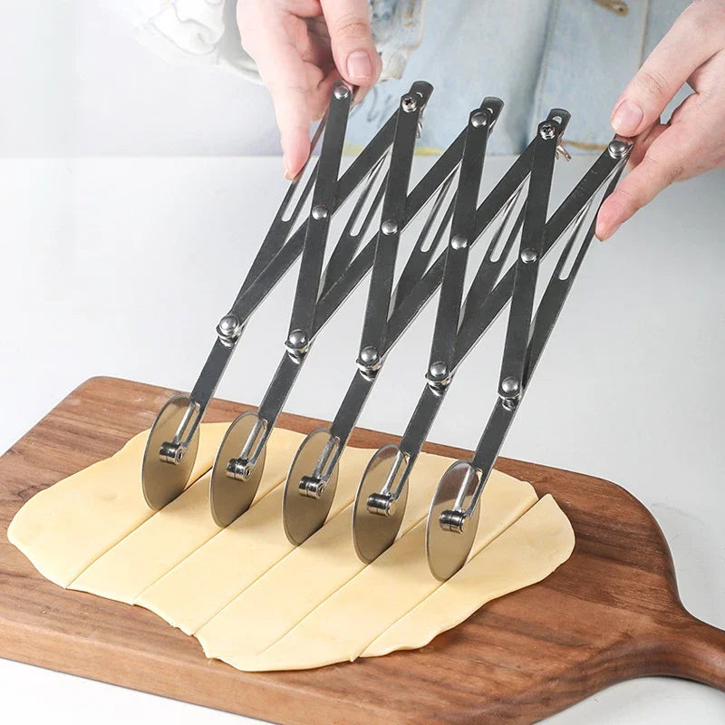 7-Wheel Stainless Steel Dough Divider & Pizza Roller Cutter Pastry Roller Cutter Babs