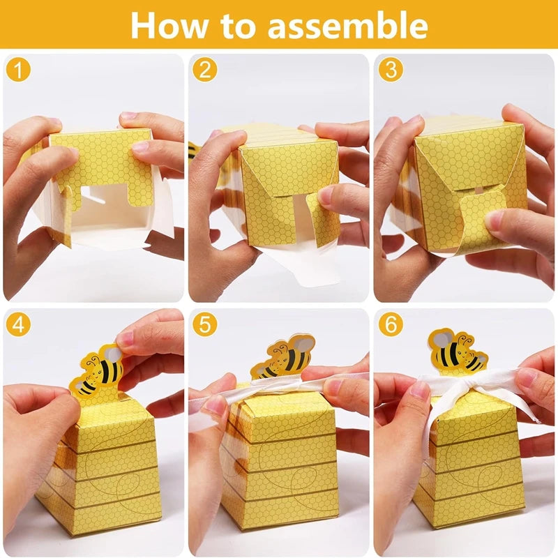 Little Bee Candy Gift Boxes with Ribbon | 10/20 Pcs Party Favors Party Favor Boxes Babs