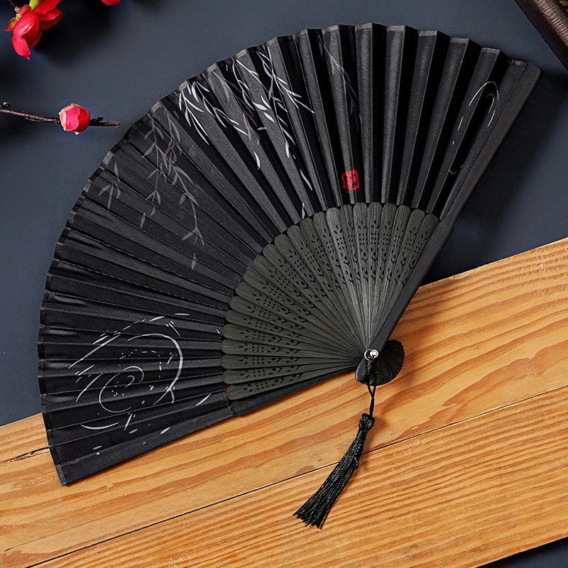 Chinese Style Folding Fan – Bamboo & Cloth Vintage Hand Fan Decorative Folding Fan Babs B