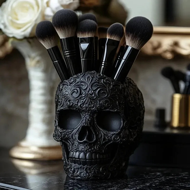 Halloween Skull Makeup Brush & Pen Holder – Colorful Desk Decor Desk Organizer Babs