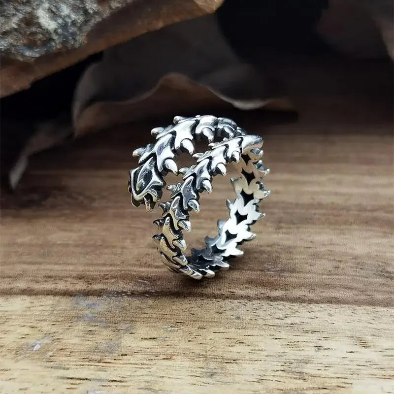 Gothic Centipede Spine Open Ring – Unisex Silver Y2K Hip Hop Fashion Ring Babs