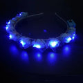 10pc LED Light Up Flower Wreath Headbands – Glow Party Pack LED Party Headband Babs blue